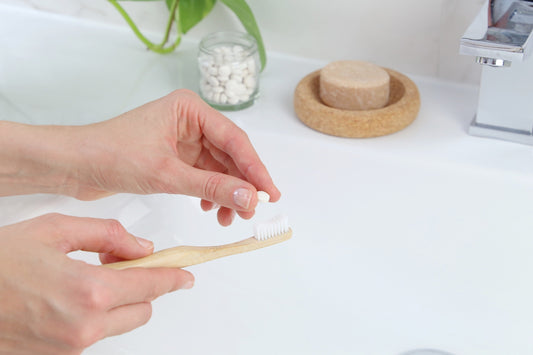 sustainable products made from Beewise - a bamboo toothbrush with a toothpaste tablets