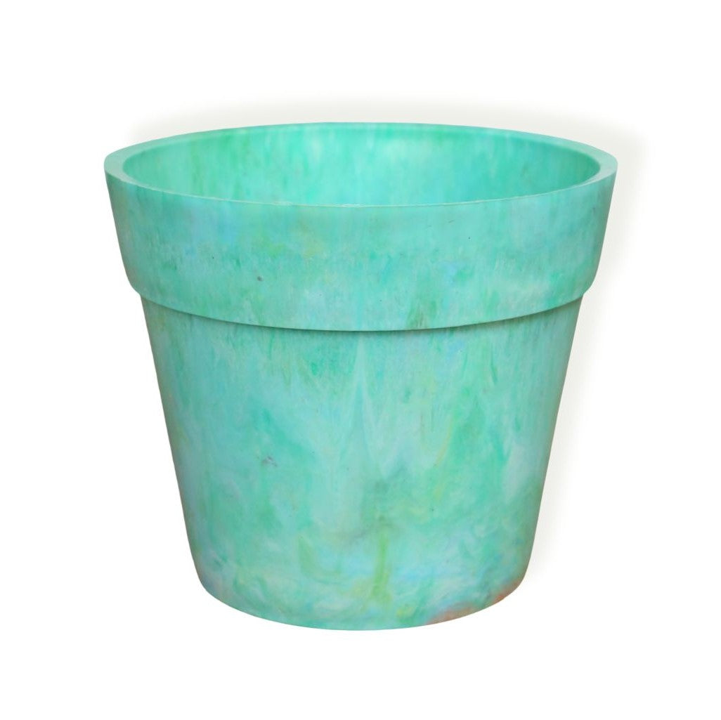 recycled plastic plant pot in green colour
