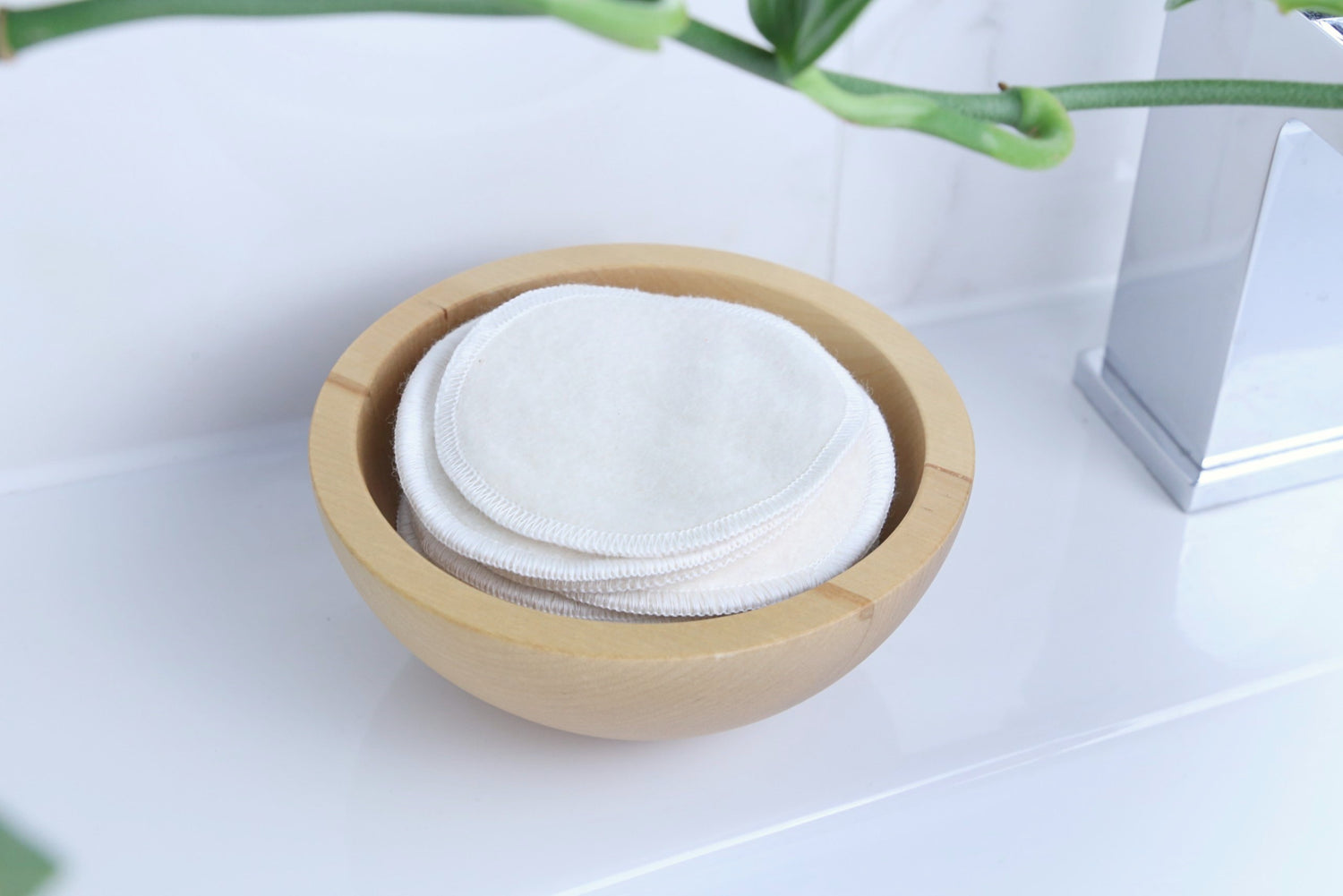 Reusable Makeup Remover Pads showing on the bathroom