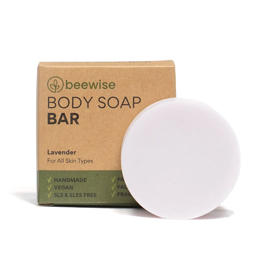 body bar lavender in a paper packaging
