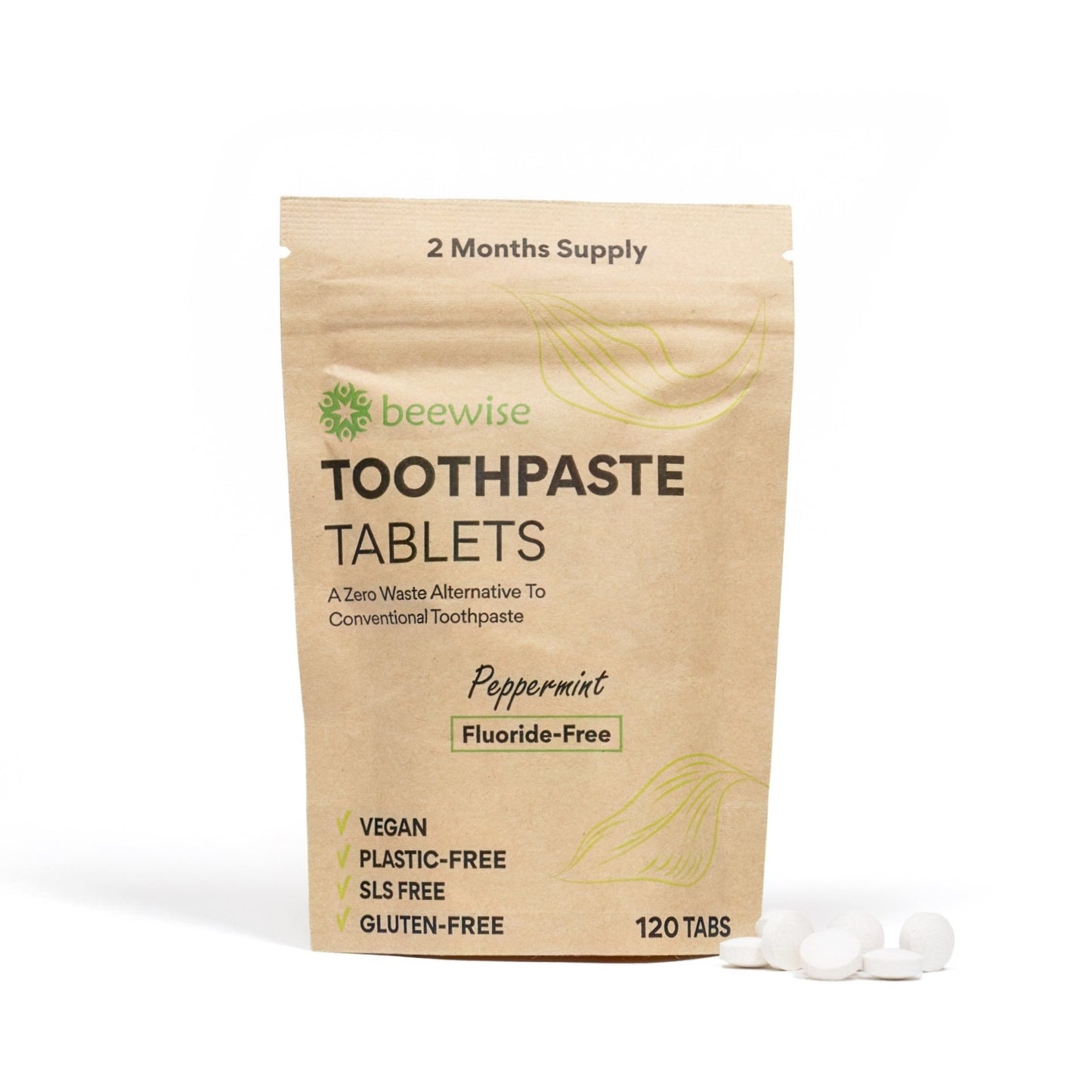 toothpaste tablets in a kraft paper packaging plastic-free made in amsterdam uk