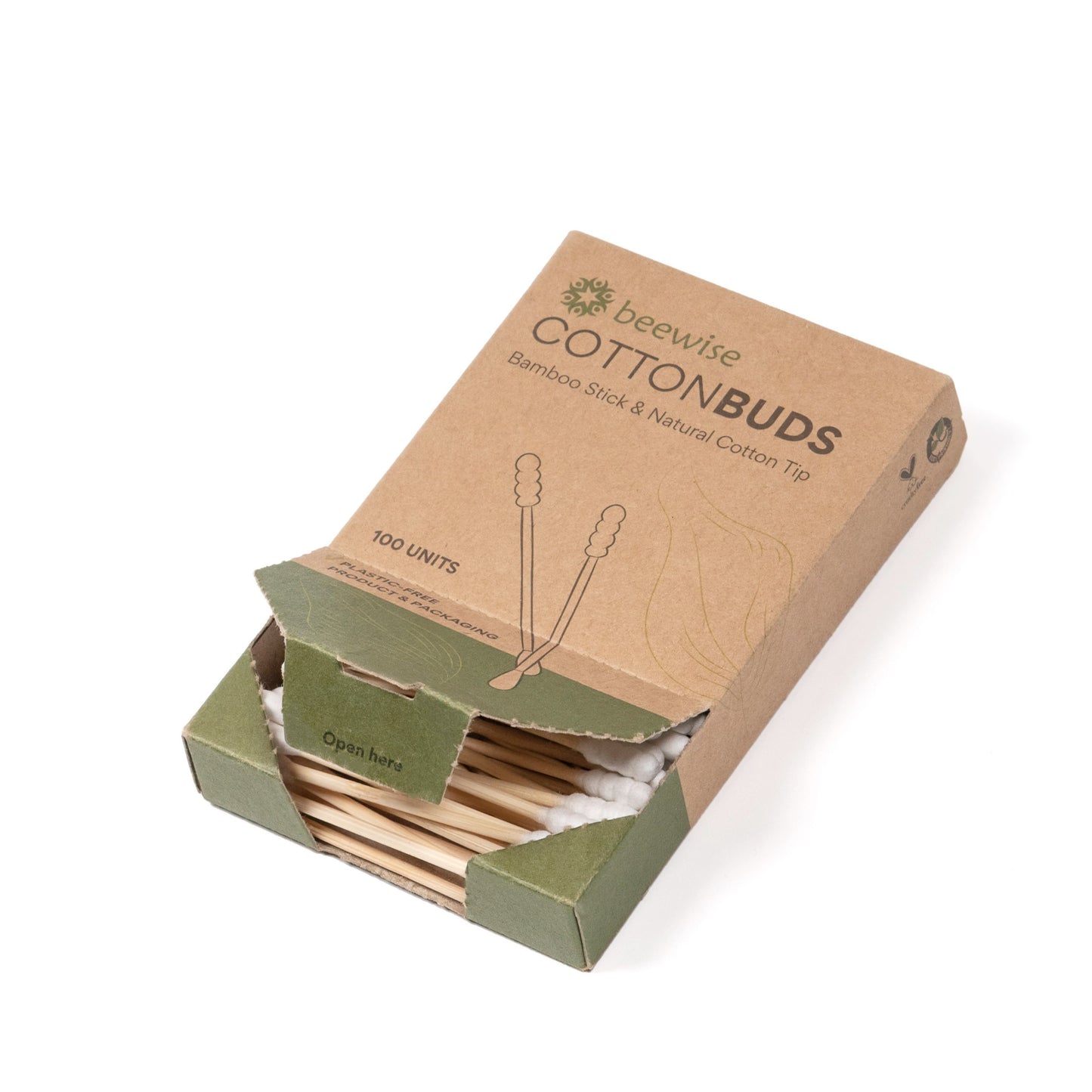 bamboo cotton buds home compostable in a kraft paper packaging from beewise amsterdam