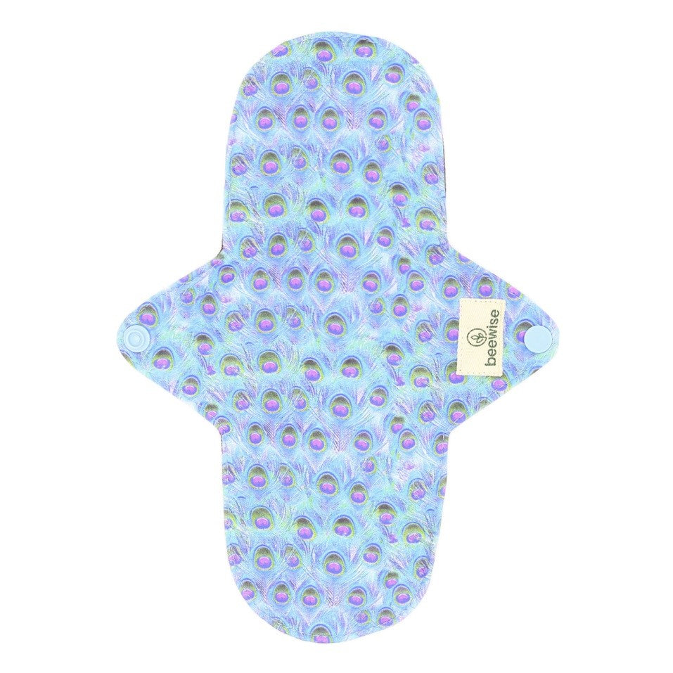 reusable menstrual pad made in cotton single pack with peacock pattern