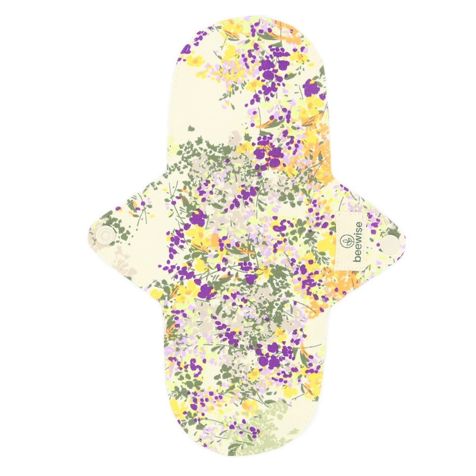 reusable menstrual pad made in cotton with garden pattern
