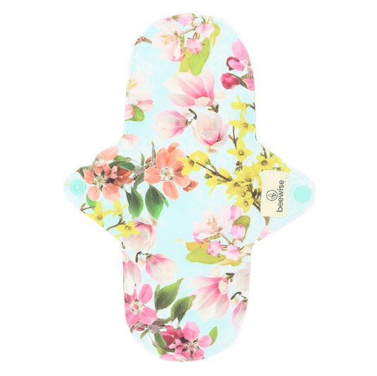 reusable menstrual pad made in cotton single pack with flowers pattern