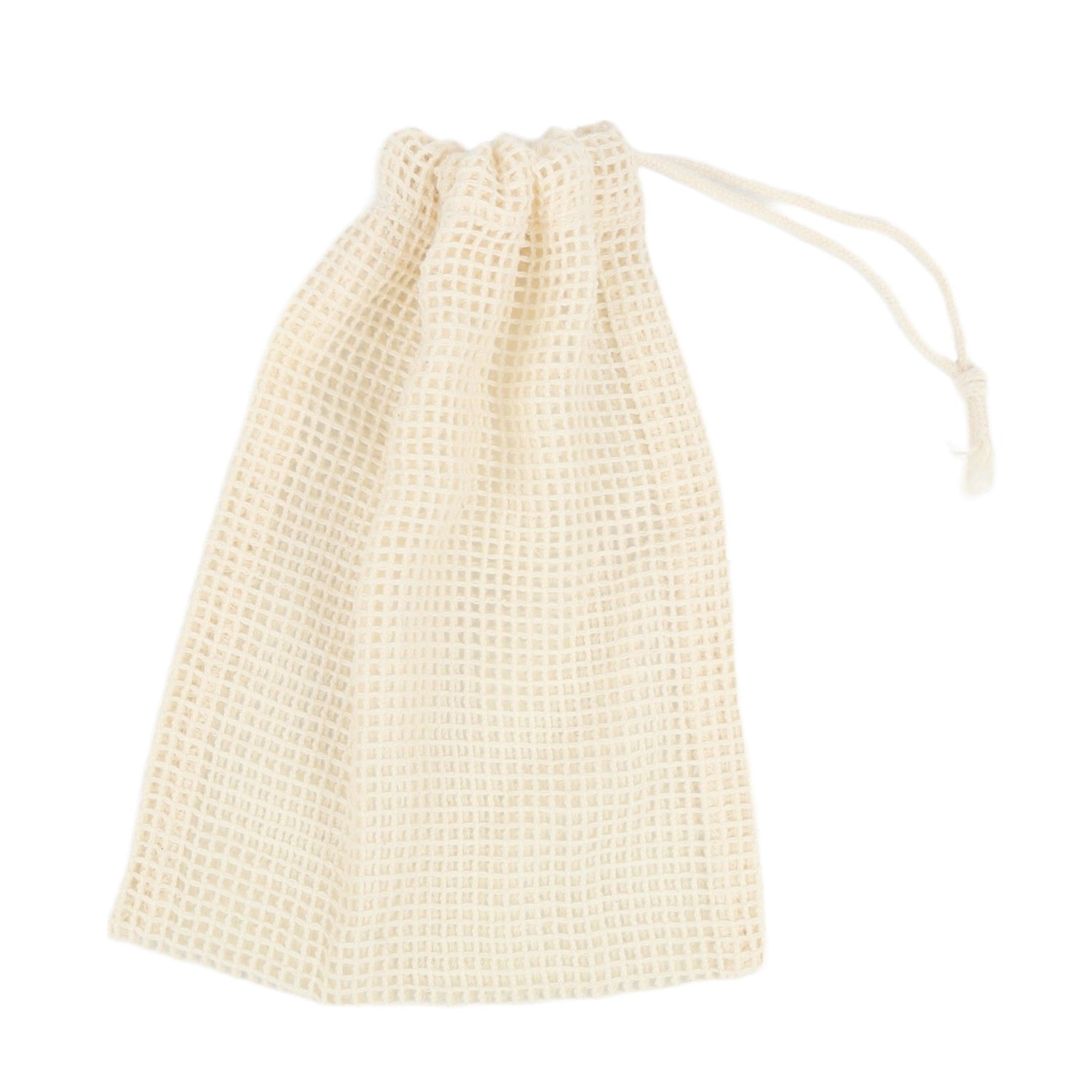 Small organic cotton mesh bag ideal for soap scraps, makeup pads, and socks – perfect for sustainable storage